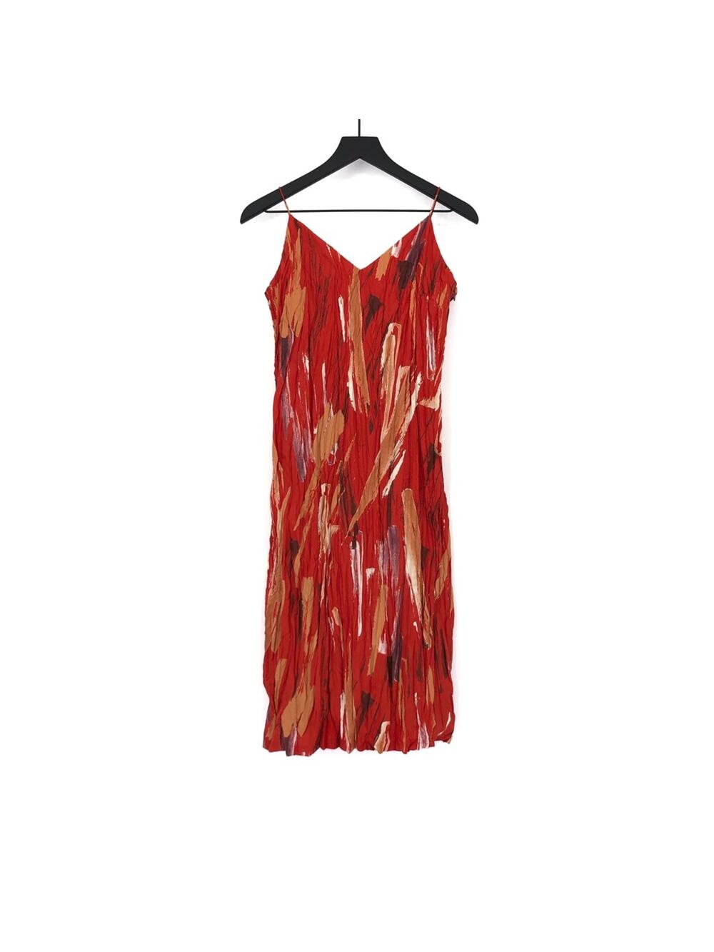 SNIDEL Crinkle Midi Dress Red Orange Cream S
